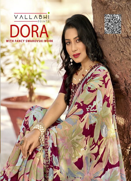 Dora By Vallabhi Georgette Floral Printed Online Fancy Saree Wholesale